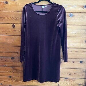 Gap burgundy velvet/velour long sleeved dress size S